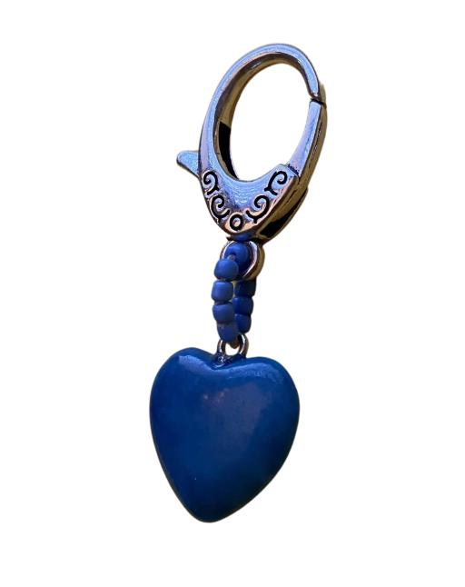 Blue Heart Stitch Marker handmade by Monse's Crochet Creations