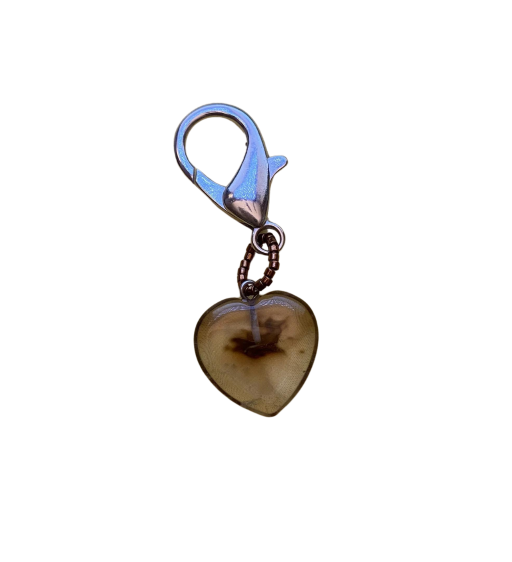 Clear Brown Heart Stitch Marker handmade by Monse's Crochet Creations