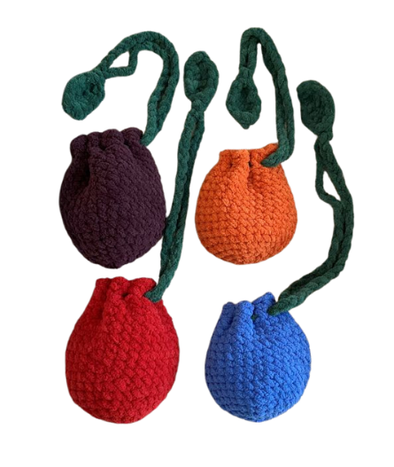 Assorted Fruit Drawstring Pouches handmade by Monse's Crochet Creations