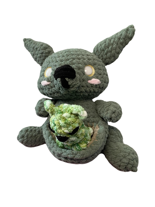 Plush Kangaroo with Baby handmade by Monse's Crochet Creations